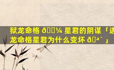狱龙命格 🌼 星君的阴谋「遇龙命格星君为什么变坏 🪴 」